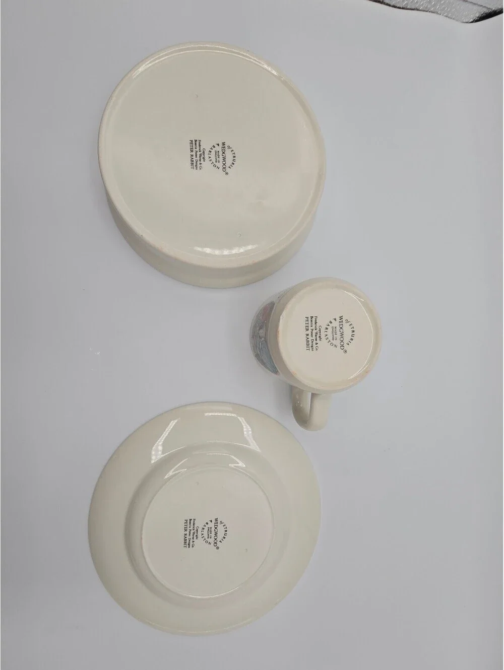 Vintage Wedgwood Beatrix Potter Peter Rabbit 3 Pc Child's Dinnerware Set